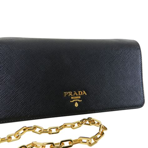 prada chain leaather wallet|prada wallet price list.